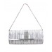 Evening Bag - Pleated Clutch w/ Metal Mesh Accent Bow Flap - Silver - BG-92055S